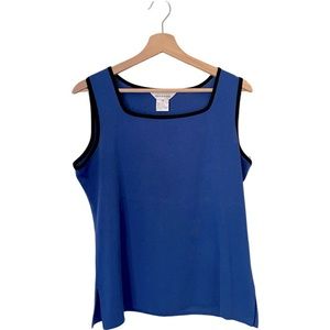 Exclusively Misook | Square Neck Blue Sleeveless Top Medium Office Career